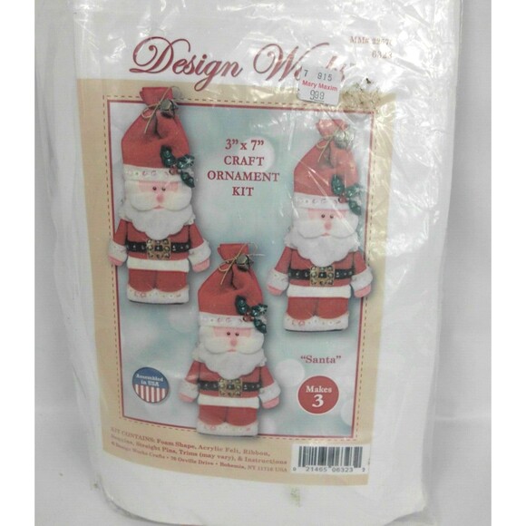 Design Works Craft Ornament Kit 3 Santa Claus Ornaments 6323 New - Picture 1 of 4